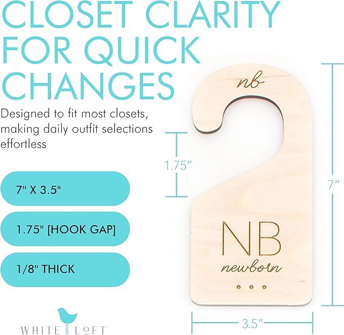 Baby Clothes Organizer – Baby Clothes Dividers for Closet – Wood Size Dividers for Newborn to 24 Months, Nursery Organizer, L