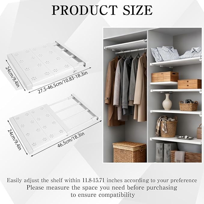 5 Pcs Closet Tension Shelf Rod Expandable Adjustable 10.83-18.3 inch Shelf Locker, Wardrobe Storage Organizer, Cabinet Layere