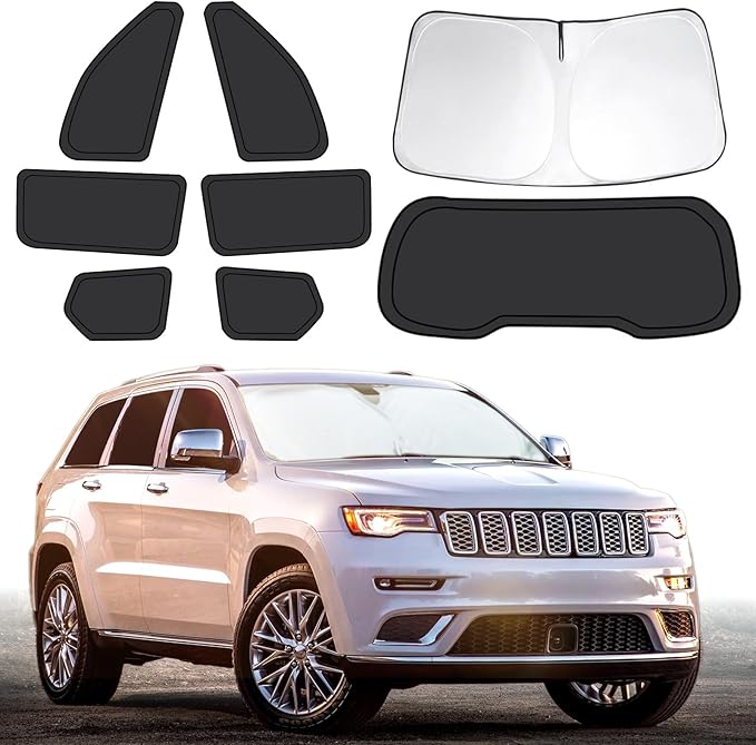 8pcs Car Window Shades for Jeep Grand Cherokee 2022-2025(NOT for Grand Cherokee L&Cherokee), Full Car Window Covers for Privacy, Rear Windshield Side Windows Sunshades to Block UV and Protect Privacy