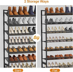 Large Shoe Rack 12 Tier Shoe Organizer, Heavy Duty Metal 6-Tier Stackable Shoe Storage Vertical Shoe Rack for Closet Front Do