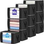 Budding Joy 90 L Large Storage Bags, 10 Pack Clothes Storage Bins Foldable Closet Organizers Storage Containers with Reinforc
