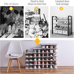 6-Tier Narrow Shoe Rack for Small Entryways, Space-Saving Adjustable Stackable Shelves, Free Standing Shoe Organizer for Clos