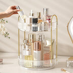 Oifecsie 360° Rotating Makeup Organizer, Large Capacity SkinCare Organizer, 2 Tier Cosmetic Skin Care Perfume Dresser Organiz