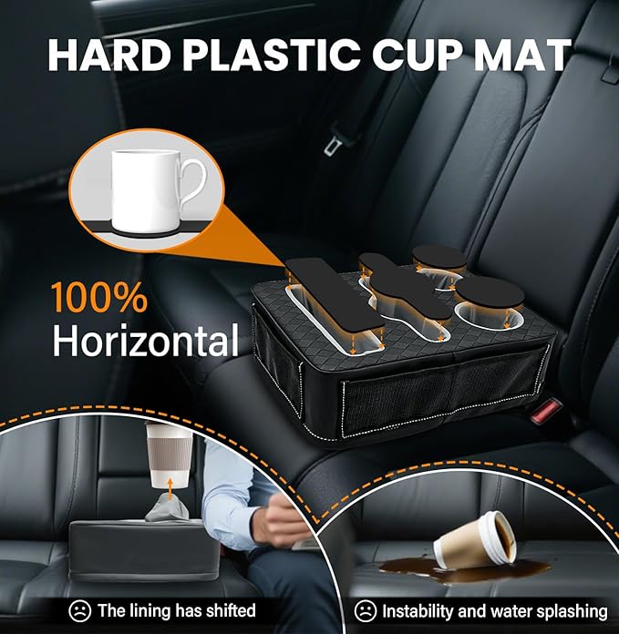 Car Cup Holder, Back Seat Cup Holder for Car, Truck Bed Organizer Boat Couch Bottle Holder Tray Expander Automotive Rear Seat