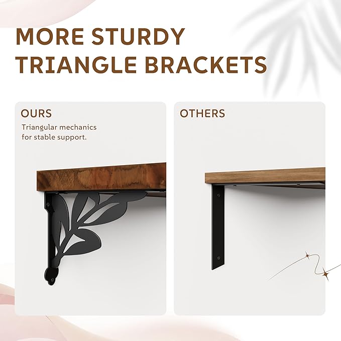Solid Wood Floating Shelves for Wall with Metal Brackets,2 Tier 36 inch Pinewood Wall Shelf,Suitable for Multiple Places Such