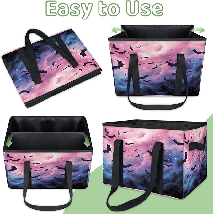 Reusable Grocery Bags Heavy Duty Shopping Bags Foldable Large Tote Bags with Long Handles & Hard Bottom