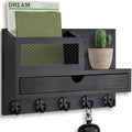 Key Holder Wall Mount, Key Holder for Wall with 5 Key Hooks and Storage Drawer Mail Organizer for Entryway Living Room Farmho
