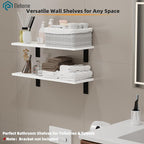 Floating Shelf Board for Wall 5/8" – No Brackets – 24" L x 8" W x 0.6" T White Melamine Wood Floating Shelves for Bathroom, K