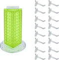 Azar Displays 700220-GRE-2C16 Four-Sided 4”W x 12” Revolving Pegboard Tower Kit Counter Display with 16-Pack of 2 inch Lockin