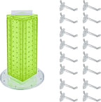 Azar Displays 700220-GRE-2C16 Four-Sided 4”W x 12” Revolving Pegboard Tower Kit Counter Display with 16-Pack of 2 inch Lockin