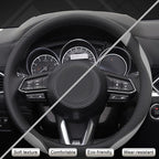 West Llama Microfiber Leather Car Steering Wheel Cover Universal Fit 15-15.5 inch SUV,Sedan,Car,Trucks(Black+Gray-M-Large Siz