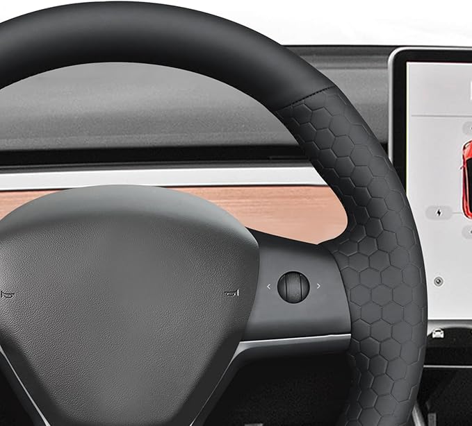 MEWANT Hand Stitched Steering Wheel Cover for Tesla Model 3 2017-2023 / Model Y 2020-2023 for Tesla Model 3/Y Accessories