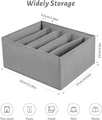 Jeans Drawer Organizers for Clothing, 5 Compartment Wardrobe Storage Box, Washable Clothes Organizer for Folded Clothes, Jean