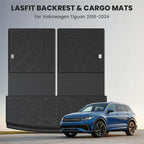 LASFIT Cargo Mat & Seatback Mat for Volkswagen Tiguan 2018-2024(Fit 7 Seats), Custom Fit All-Weather TPE Rubber Backrest & Trunk Mats for VW Tiguan Accessories, Waterproof, Easy to Clean, Black