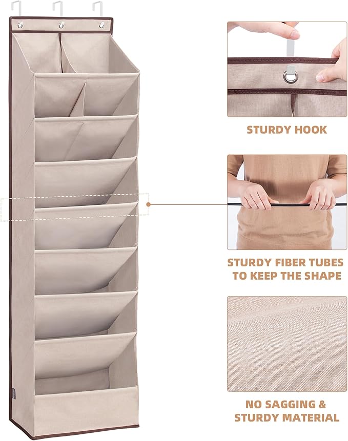 STORAGE MANIAC Over the Door Shoe Organizer Heavy-Duty Large Deep Pocket Hanging Shoe Organizer Shoe Rack Door Closet Shoe Or