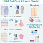 Cambond Mesh Compression Packing Cubes - 6 Piece Expandable See Through Packing Cubes for travel with Shoe and Makeup Bag, Tr