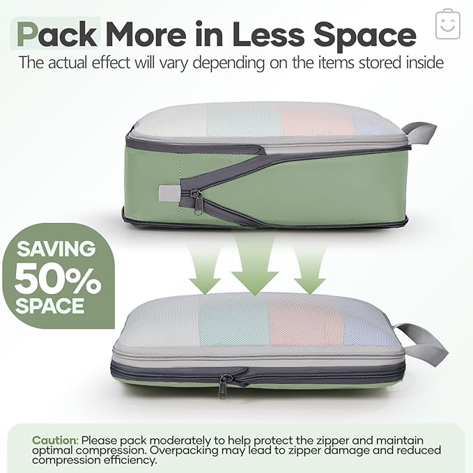 Veken 9/11 Set Compression Packing Cubes for Travel Essentials,Compressible Expandable Large Luggage Suitcase Organizer Bags 