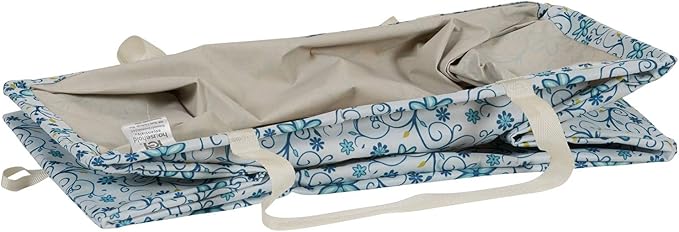 Household Essentials White and Blue Floral Krush Container All-Purpose Utility Tote