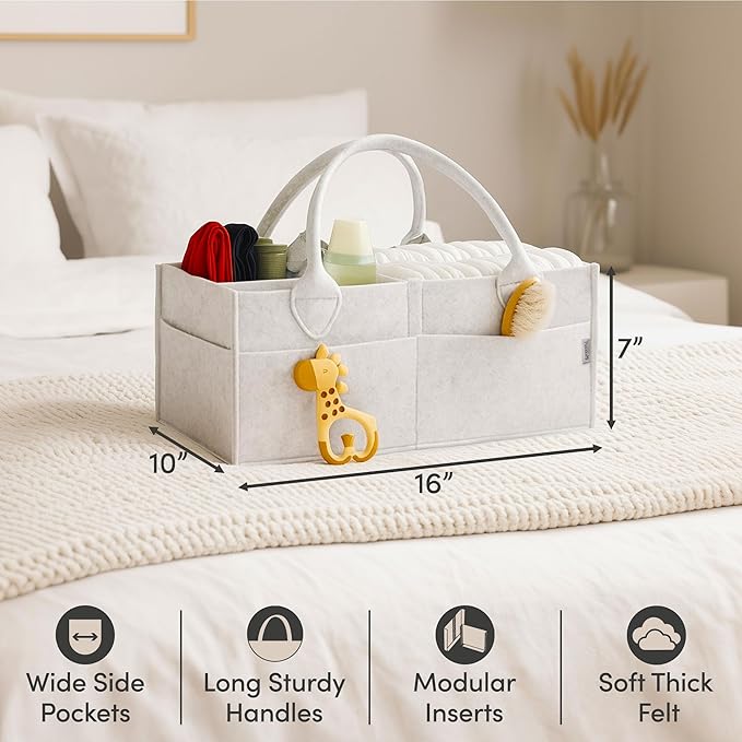 PUTSKA Baby Diaper Caddy Organizer - Nursery Storage Basket for Diaper Station, Baby Basket Shower List and Registry Gift Mus