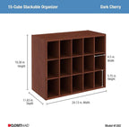 ClosetMaid 15 Cube Stackable Storage Organizer for Shoes, Bags, Crafts, Hobbies with Wood Shelves, for Closet, Entryway or Mu