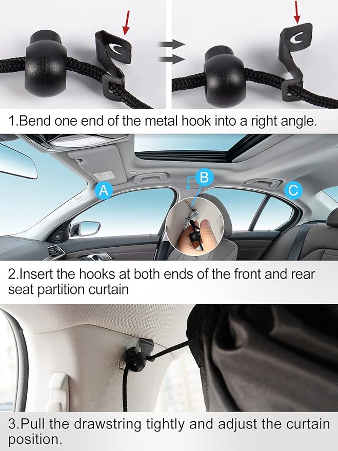 PAMASE Car Divider Curtain - Wide Car Privacy Blackout Shades with Storage Bag for Baby Nap, Removable Sedan SUV Van Sunshade Covers Screen for Car Camping Sleeping Accessories