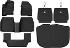 LASFIT All Weather Floor Mat Set for 2009–2019 Ford Flex & 2010–2019 Lincoln MKT – 3 Rows Custom Fit Floor Mats + Cargo Liner & Seat Back Protectors – Premium TPE Interior Full Coverage Protection