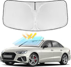 for Audi A4 2017-2024 2025 Windshield Sun Shade - 4 Layers Car Sunshades for Front Windows Shade Cover Custom Fit A4 Sun Visor 250T Retractable Shade Blocks UV Rays Car Accessories