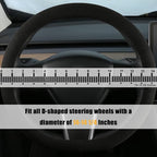 Suede Steering Wheel Cover for Tesla Model 3/Y, Anti Heat, Breathable, Anti-Slip, Leather Steering Wheel Cover 14-14 1/4 in (35.5-36 cm) (Black-01)