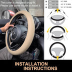 PINCTROT Nappa Leather Steering Wheel Cover, Slim Fit No Bulk Design, One Piece Leather with Breathable Perforation, Fit Like