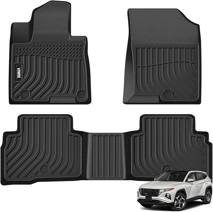 VIWIK Floor Mats Fit for Hyundai Tucson 2022 2023 2024 Hybrid NOT Plug-in, All Weather Custom Car Mats Full Set 1st & 2nd Row, TPE Floor Liners for Tucson Hybrid 2022 2023 2024 Odorless Non-Slip