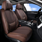 Coverado Front and Back Seat Covers 5 Pieces, Waterproof Nappa Leather Auto Seat Protectors Full Set with Head Pillow, Univer