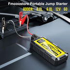 8000A Car Jump Starter, 12V Jump Starter Battery Pack (All Gas,up to 10.0L Diesel Engine) Jumper Cables Portable Lithium