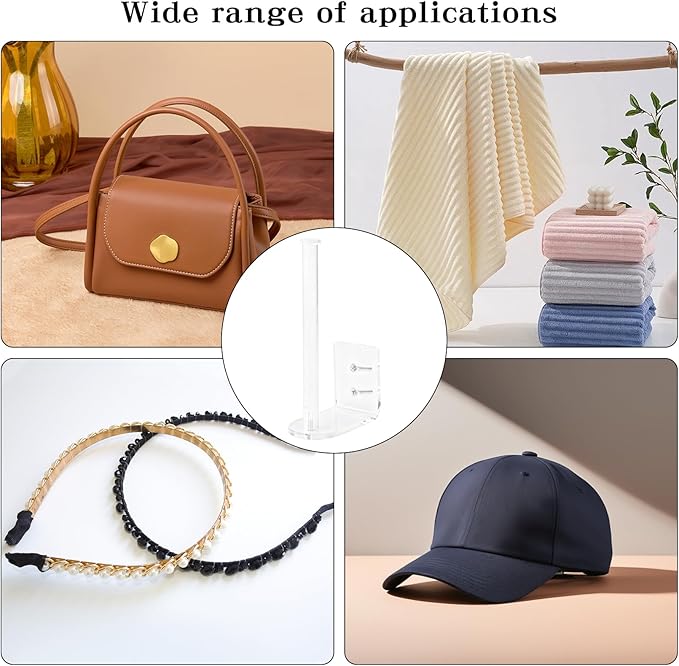4 Pack Hat Racks for Baseball Caps, Clear Acrylic Hat Organizer Ball Hat Hook for Wall Baseball Cap Wall Mounted Hats Holder 