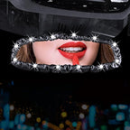 Dotesy 3 PCS Bling Rearview Mirror Cover, Elastic PU Leather Auto Rear View Mirror Protector with Butterfly Car Interior Accessories Universal for Car, SUV, VAN (Black)