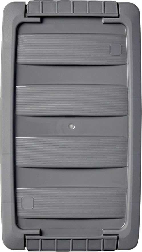 Amazon Basics Plastic Storage Containers with Secure Latching Lids, Stackable Organization Bins for Organizing, Clear/Grey, 5