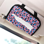 Car Tissue Holder Car Visor Organizer Tissue Box Holder for Car Sun Visor Organizer with Car Vehicle Accessories Essentials Interior for Women Men Pink Leopard Pattern