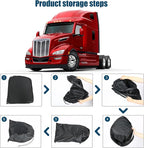 Side Window Sun Shade for Peterbilt 579 2022-2026, 567 2014-2026, Custom Fit 210T Reflective Sunshade for Semi Truck, 6-Layer Heat Insulation Privacy Protector, Block 99% UV Rays, 2PCS