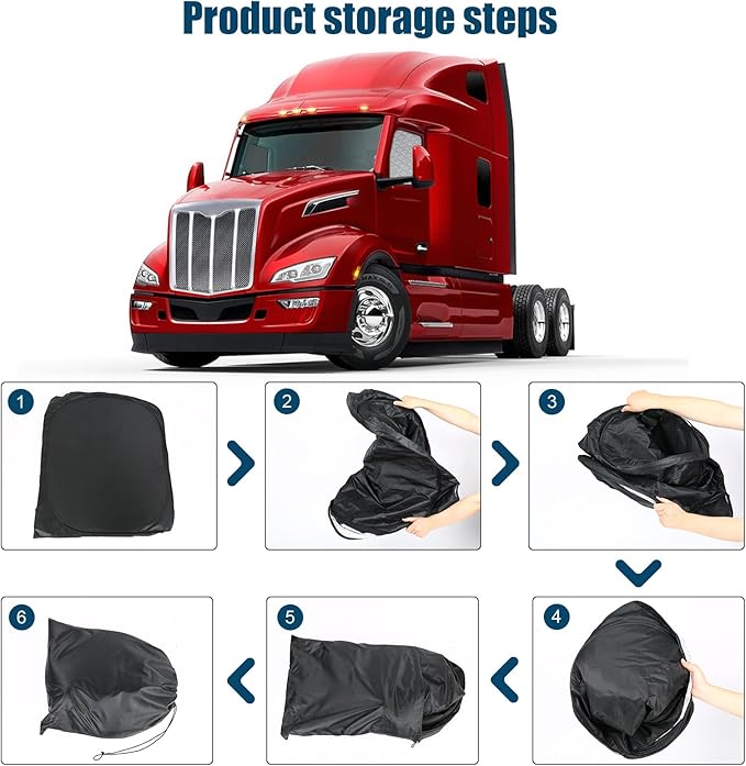 Side Window Sun Shade for Peterbilt 579 2022-2026, 567 2014-2026, Custom Fit 210T Reflective Sunshade for Semi Truck, 6-Layer Heat Insulation Privacy Protector, Block 99% UV Rays, 2PCS