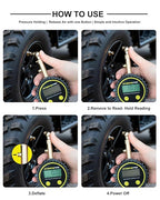 Digital Tire Pressure Gauge for Low Pressure Tires - 0-15 PSI ±0.5% Accuracy, Backlit LCD with 4 Units & Battery Indicator, 360° Swivel Head for Schrader Valve, Fit for ATVs, UTVs, Golf Carts