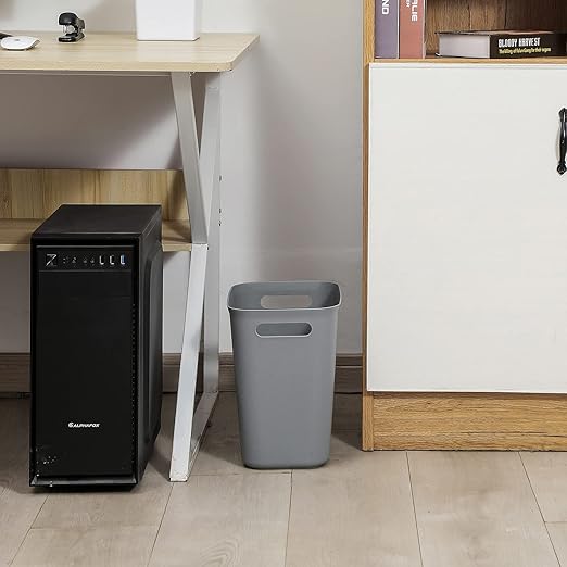 UUJOLY Plastic Small Trash Can Wastebasket, Garbage Container Basket for Bathrooms, Laundry Room, Kitchens, Offices, Kids Rooms, Dorms, 3.5 Gallon, 3.5 Gallon, Grey