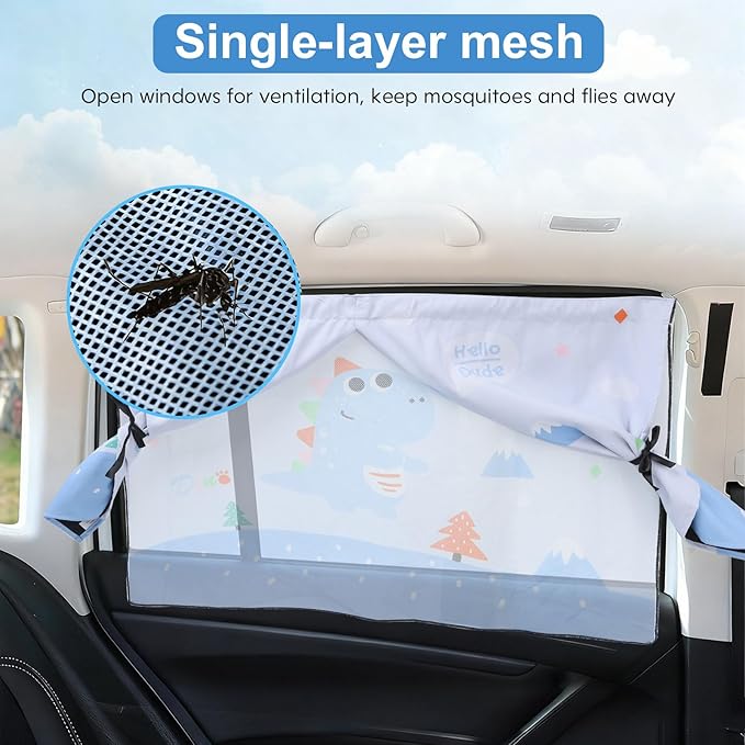 2 PCS Magnetic Car Window Shade for Baby,Easy Installation Side Window Sunshades, Universal Fit for Most Cars Friendly Automotive Interior with Cartoon Patterns -for Baby