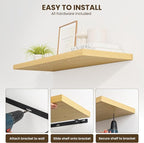 Dreamland 40" Floating Shelves for Wall, 12" Deep Slim Oak Floating Shelves, Wall-Mounted Shelves for Bedroom, Living Room, K