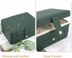 KOOAAICCHI Small Jewelry Box, Travel Jewelry Organizer, Portable Jewelry boxes for Women Girls Gift, Double Layers PU Leather