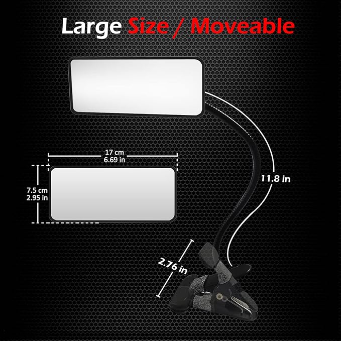Ampper Glass Clip On Security Mirror, Flexible Convex Cubicle Mirror for Personal Safety and Security Desk Rear View Monitors or Anywhere (6.69" x 2.95", Rectangle)