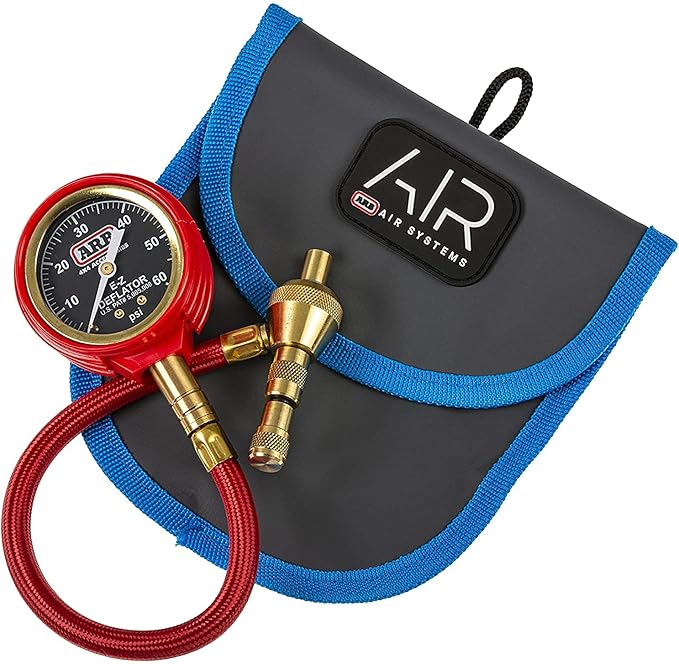 ARB ARB600 E-Z Deflator Kit 10-60 PSI 0-4 BAR Tire Pressure Gauge Rapid Air Down for Offroad Include Recovery Gear Pouch