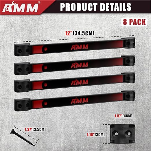 AMM 8PCS Magnetic Tool Holder Strip, 12" Heavy Duty Tool Organizer Magnetic Strip with Mounting Screws, Tool Magnet Bar for T