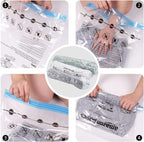 Amazon Basics Roll-Up Travel Compression Storage Bags for Clothes and Towels, No Vacuum Needed, Clear, 12 Pack (6 Small & 6 M