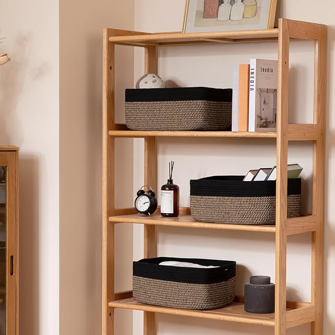 OIASKET Storage Baskets for Organizing 3 Pack, Woven Baskets for Shelves, Closet Organizer Bins Empty Gift Basket Toy Storage