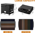DocSafe Fireproof Document Box with Lock,2-Layer File Box with Wheels,Collapsible File Storage Organizer with Pockets,Large P