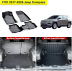 TPE Floor Mats & Cargo Liner for Jeep Compass 2017-2026 All Weather Car Floor Liners Fit Jeep Compass 2017-2026 Accessories Black